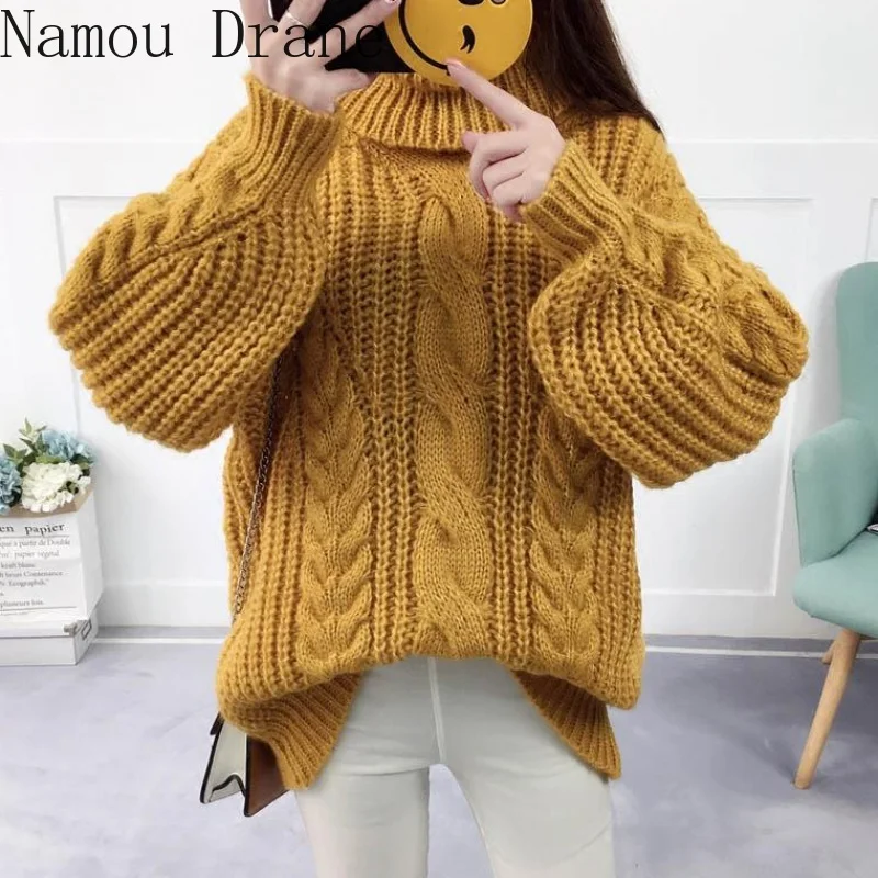 2020 autumn and winter new thick thread knit sweater Korean version loose lazy style super fire short pullover women | Женская одежда