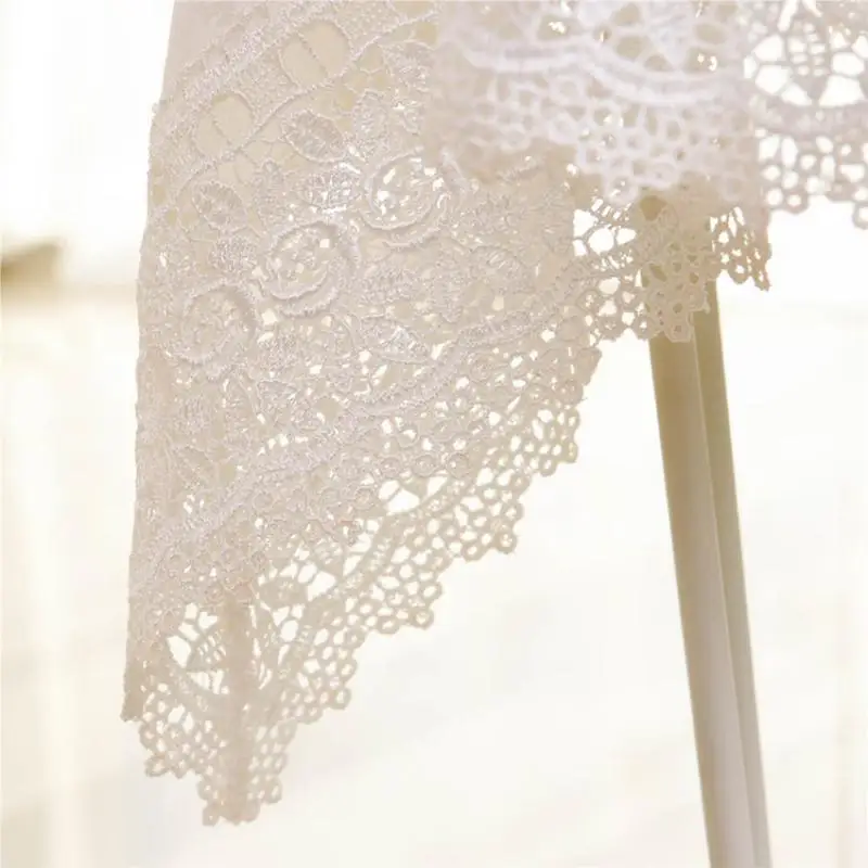 Роскошная белая квадратная скатерть с кружевом и вышивкой кухонный чай салфетка