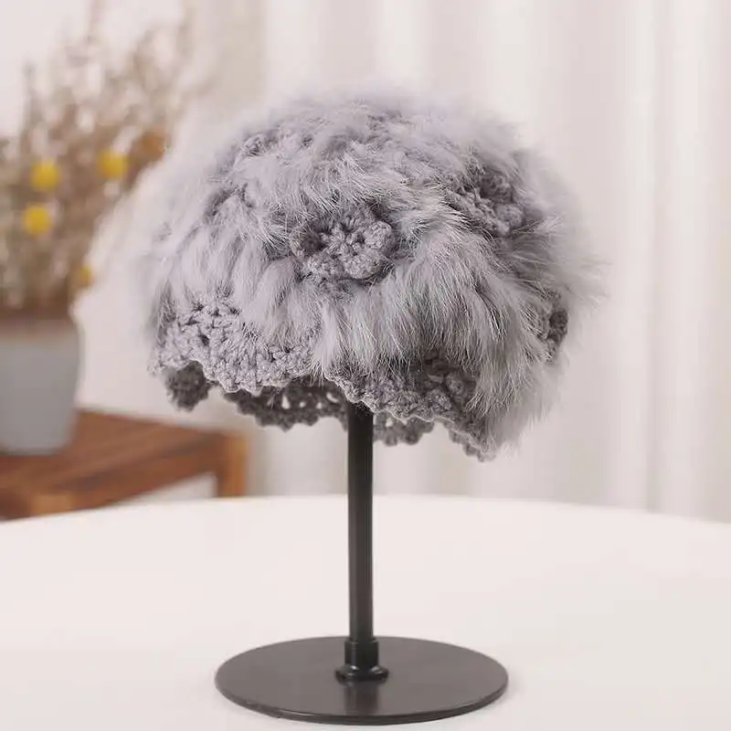 Женский берет из искусственного меха зимняя теплая Кепка художника вязаная