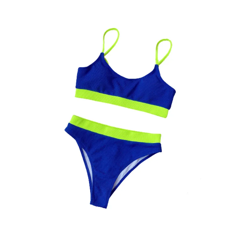 

2021Sexy Patchwork Solid Bikini Set Bandeau Swimwear Female Padded Swimsuit Women Swimming Suit For Women High Waist