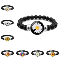 black beaded sunflower bracelet bangle handmade button chrysanthemum daisy bracelet charm personality fashion jewelry for womewn