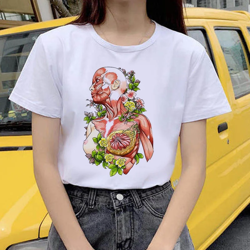 

Ladies summer casual T-shirt 2021 Organ flower summer new printed T-shirt Short Sleeve Graphic Tees Women Vogue T-shirt