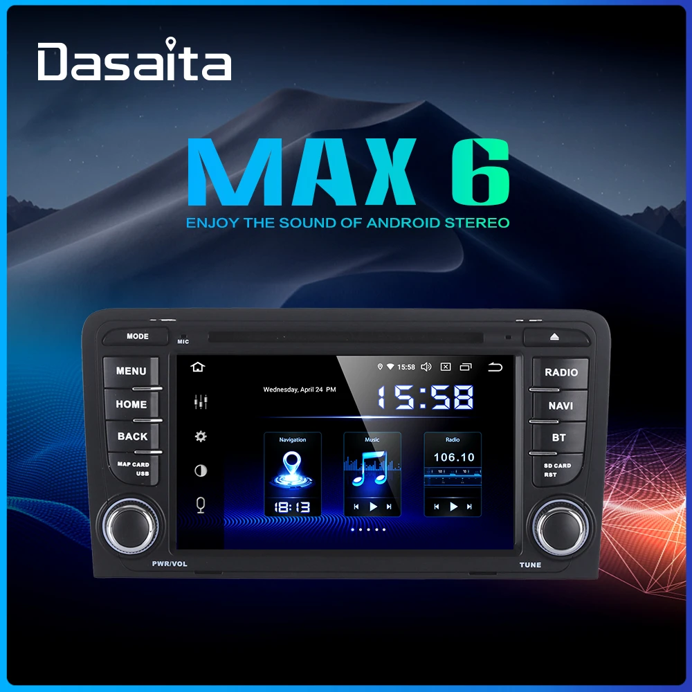 Dasaita TDA7850 2Din " Android 9,0 Автомобильный DVD плеер для автомобиля Audi A3 S3 радио 2003 2004 2005 2006 2007 2008 2009 2011 2013 gps 64G Встроенная память