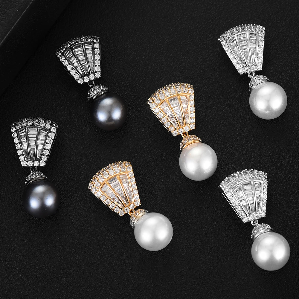 

Женские серьги с жемчугом GODKI, милые модные дизайнерские изысканные прозрачные блестящие серьги с фианитами для невесты, свадьбы, вечеринки...