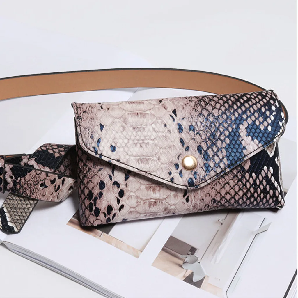 Женская поясная сумка из змеиной кожи Кожаная сумка-мессенджер на плечо 2019 |