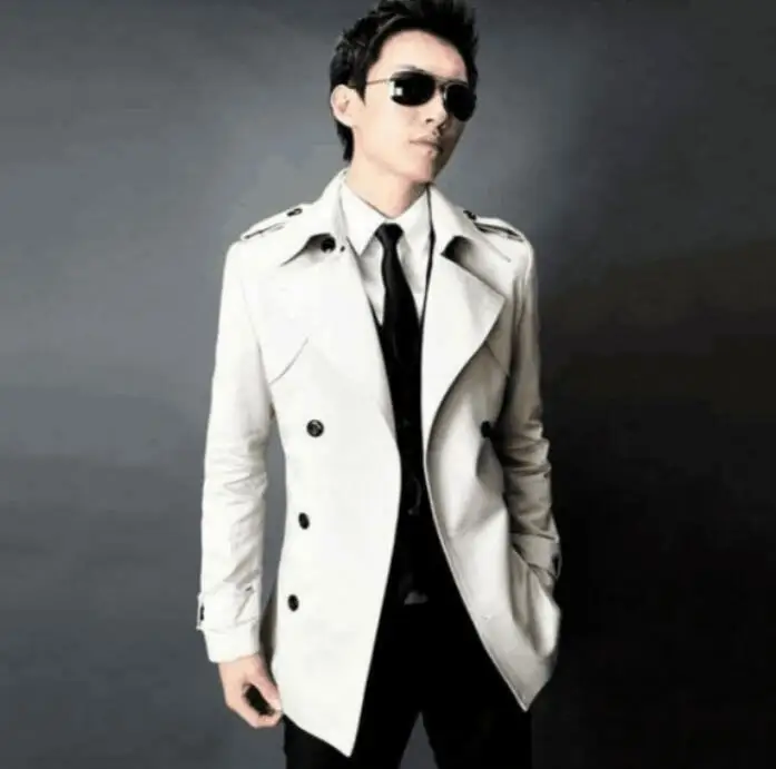 

Grey mens trench coats man double breasted coat men fashion clothes slim overcoat long sleeve spring autumn S - 9XL