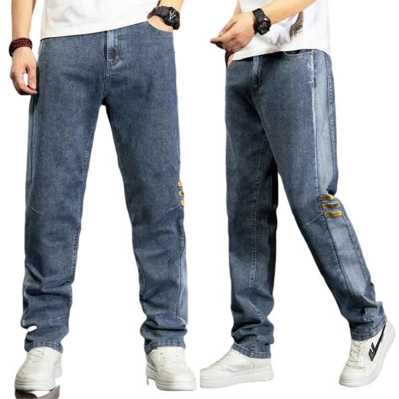 Ice Silk Thin Jeans Men Straight Slim Fit Harlan Pants Business Casual Stretch Straight Work Classic Style Jeans Size 28-44