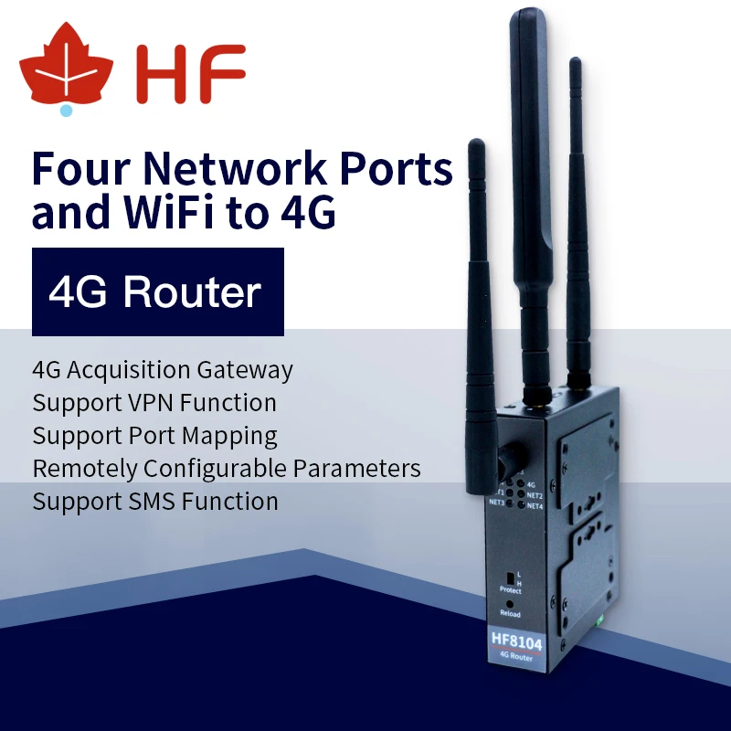 Высокоскоростной четырехпортовый маршрутизатор HF HF8104 DIN Rail 4G двунаправленная