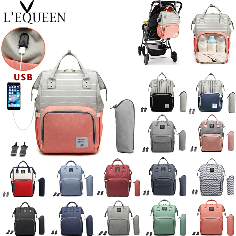 Сумка для детских подгузников Lequeen с usb интерфейсом сумка мам вместительный