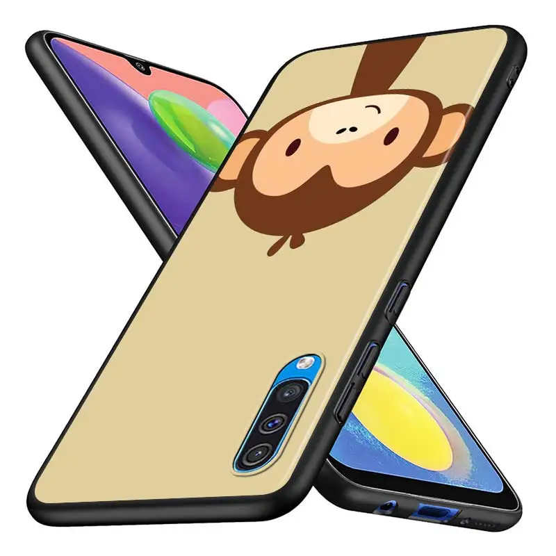

cute Cartoo Monkey for Samsung Note 20 Ultra Plus A71 A51 5G A21S A41 A31 A10 M60S M40 M30 M20 M10S Black Phone Case
