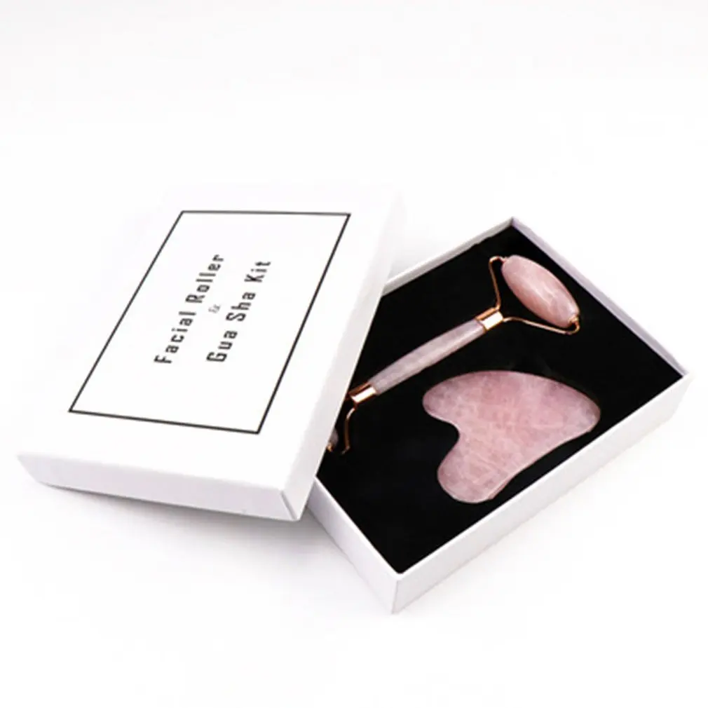 Нефритовый роллер Heartshape Gua Sha Set Dongling нефритовый розовый КВАРЦЕВЫЙ роликовый
