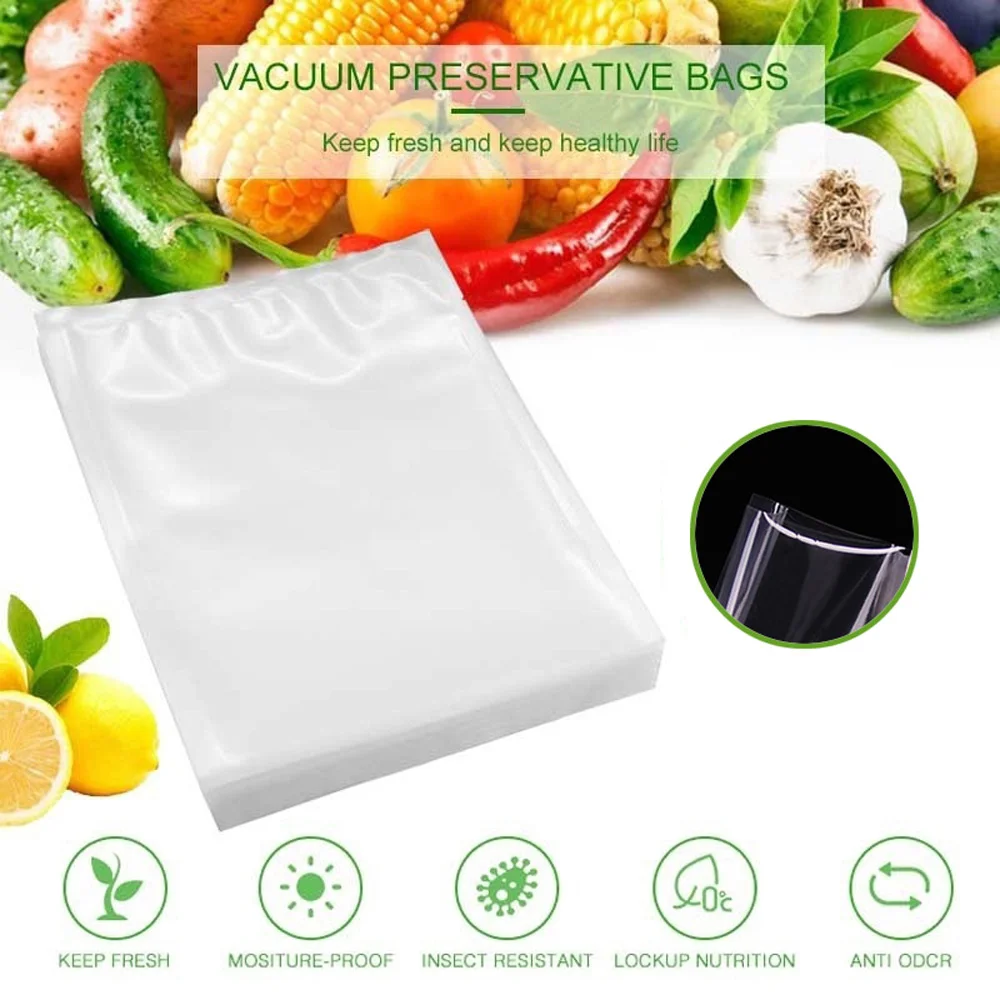 

100PCs Thickening Vacuum Saving Storage Bags Sealing Sealer Keep Food Fresh Grain Food Bag Vacuum Packaging Bags