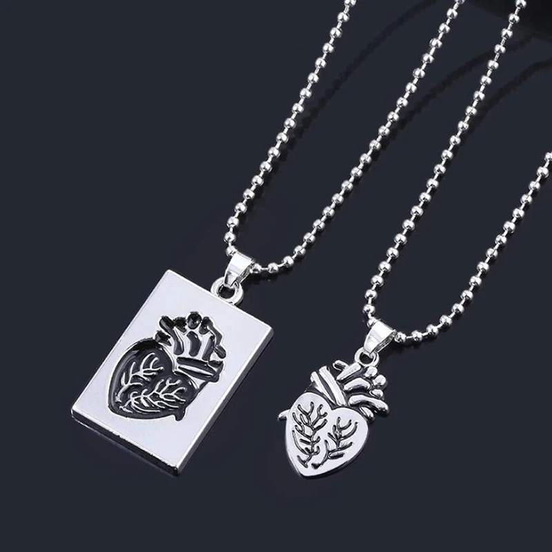 

2Pcs/set Puzzle Anatomical Heart Couple Lovers Necklace Statement Jewelry Gift