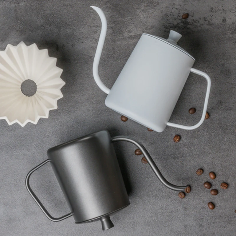 

600ml coffee drip kettle food grade stainless steel hand punch pot swan neck narrow mouth coffee pot drip teapot with lid