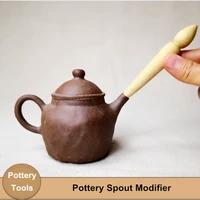 pottery spout modifier wooden double head punch teapot handmade diy crafts spout shape repair tool pottery tool