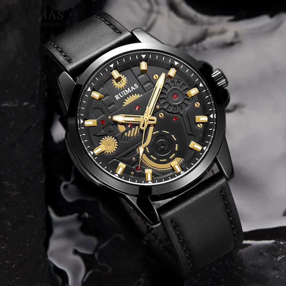 

RUIMAS Luxury Men's Watches 2020 New Top Brand Military Sport Watch Man Waterproof Luminous Quartz Wristwatch Leather Strap 307