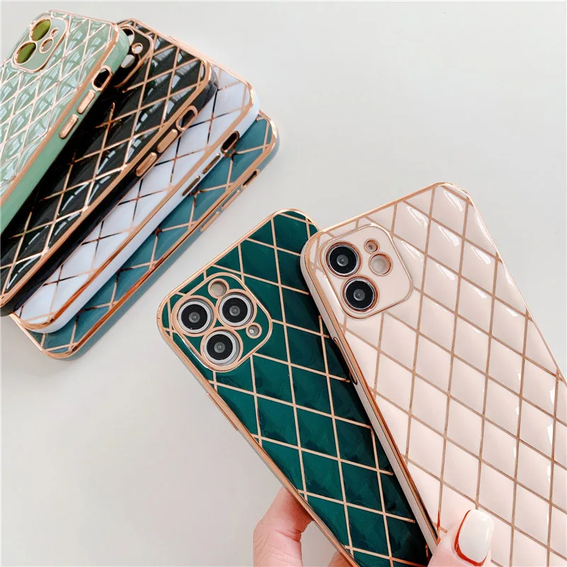 

Imitation Leather Case For iPhone 11 Pro 12 Max XR Case X XS Max 7 8 Plus 12 Mini Light Back Cover Luxury Stripe Painting Shell