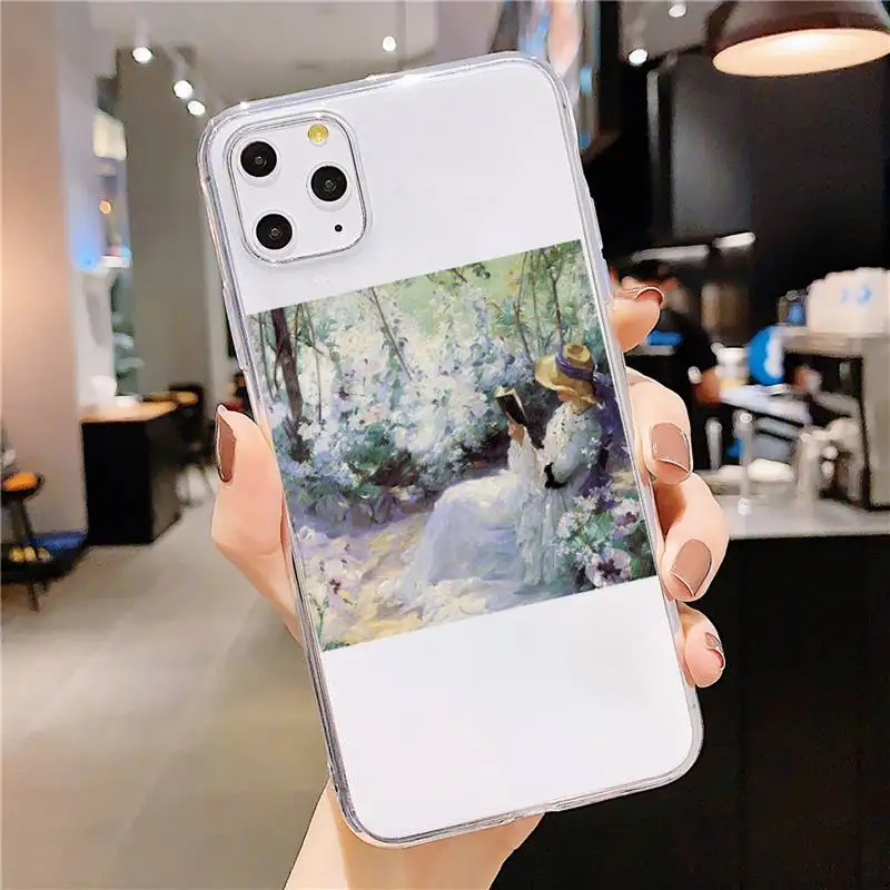 

Art oil painting beautiful fashion Phone Case Transparent soft For iphone 5 5s 5c se 6 6s 7 8 11 12 plus mini x xs xr pro max