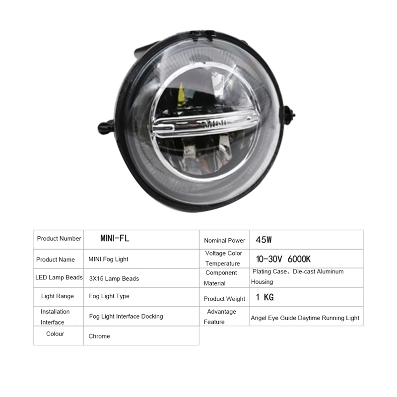 2Pcs LED Fog Lamp with Angel Eyes DRL Daytime Running Lights for BMW Mini Cooper R55 R56 R57 R58 R59 R60 R61 | Автомобили и