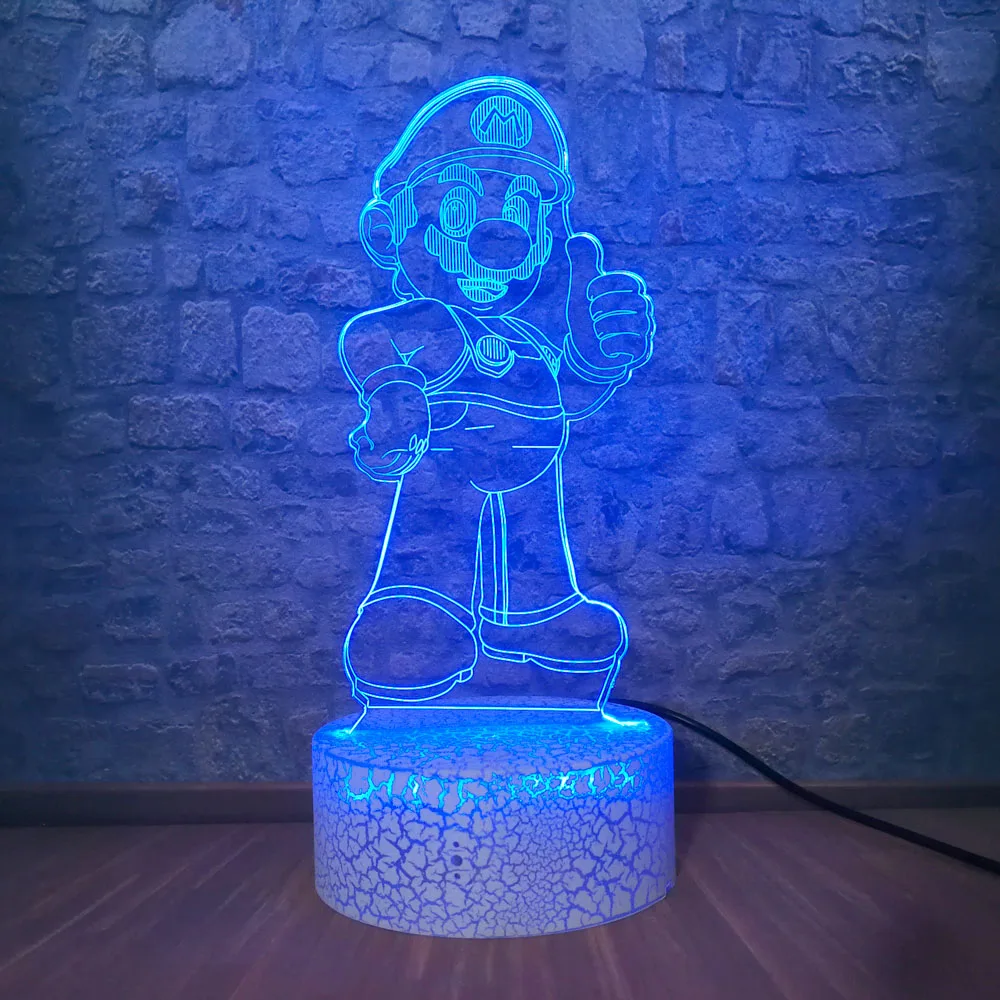 Супер Марио 3D USB сенсорный светодиодный детский ночной Светильник мультяшная