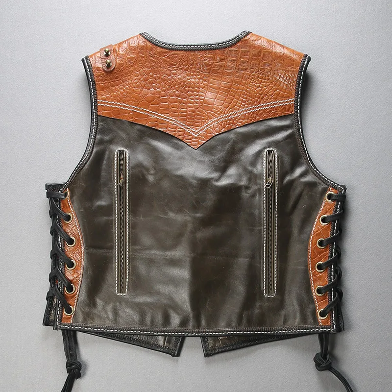 10036 прочтите описание! Винтажный жилет из коровьей кожи азиатского размера