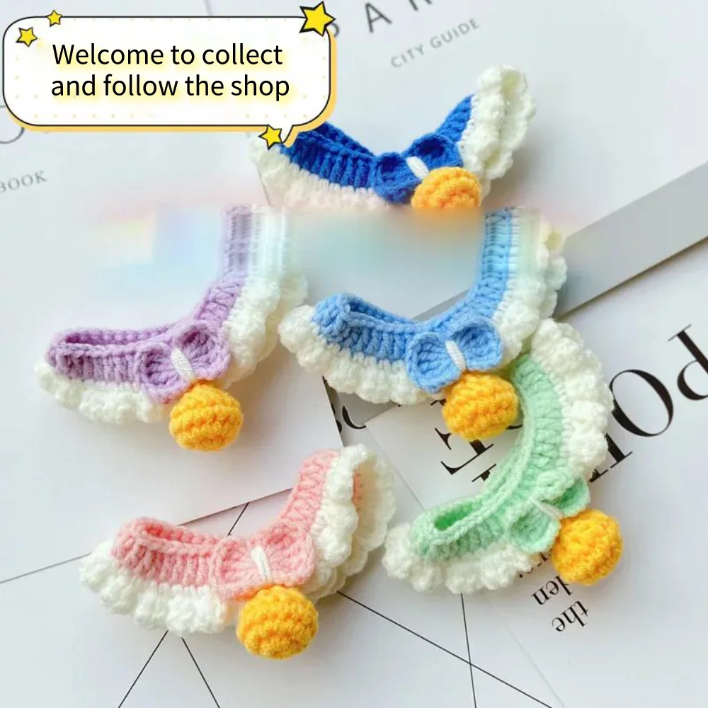 

HiCoDo Pet Handmade Collar Adjustable Necklace Cat Product Christmas Scarf Knit Choker Dog Accessories Macaron Bow