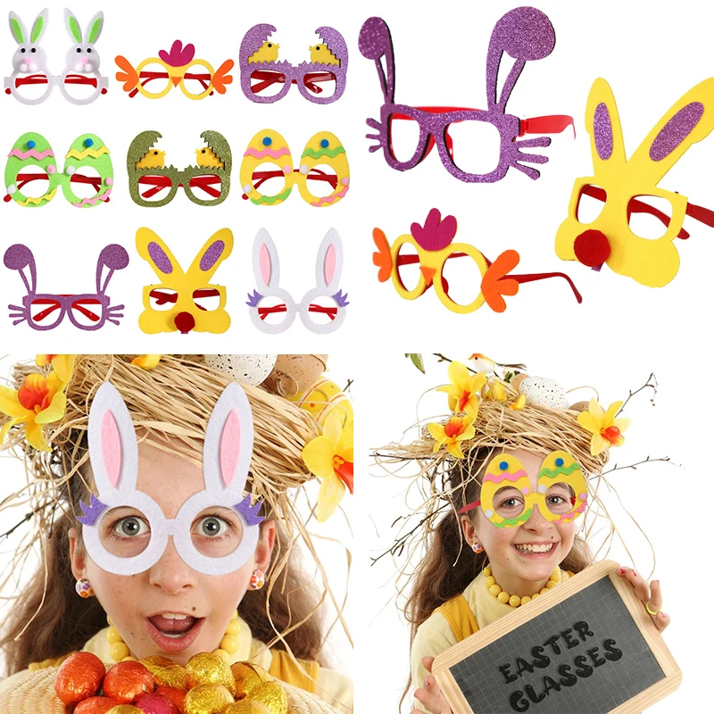 

Funny Easter Bunny Rabbit Chick Eggs Glasses Frame Photo Booth Props Kids Favors Gifts Happy Easter Party Decoration Kids Toys