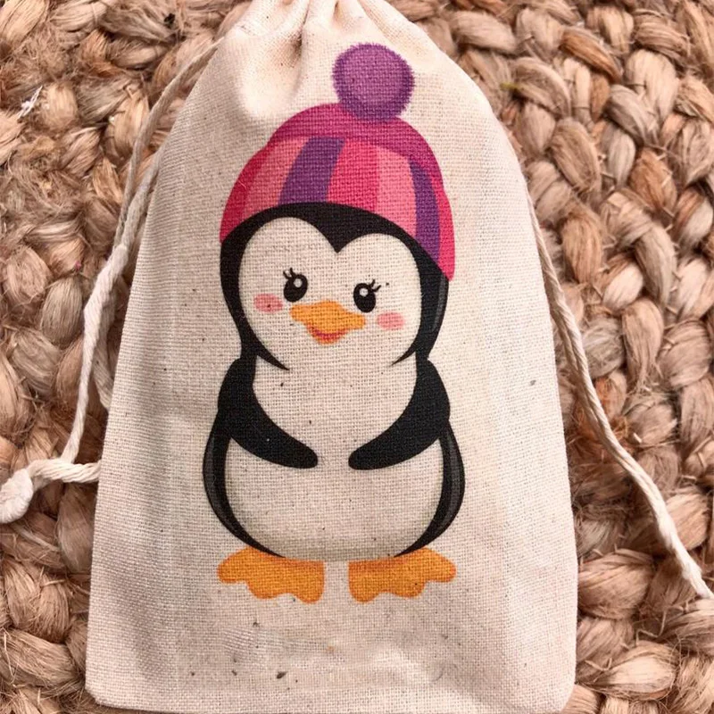 5-teilige Pinguin-Süßigkeiten-Goodie-Schokoladen-Leckerli-Tasche mit Winterwunderland-Motiv für Mädchen, Jungen, Babyparty, Geburtstagsparty-Dekoration, Gastgeschenk – Detail 3