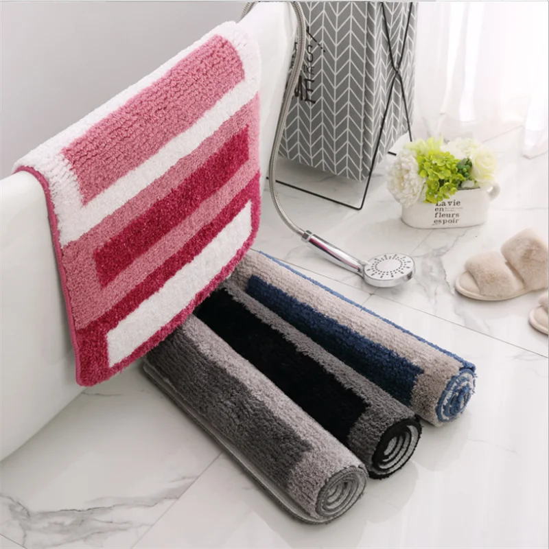 

Absorbent Non-Slip Mat 4 Colors Flocking Carpet Bathroom Bathtub Rugs Home Decor Doormat Fashion Simple Nordic Polyester Pads