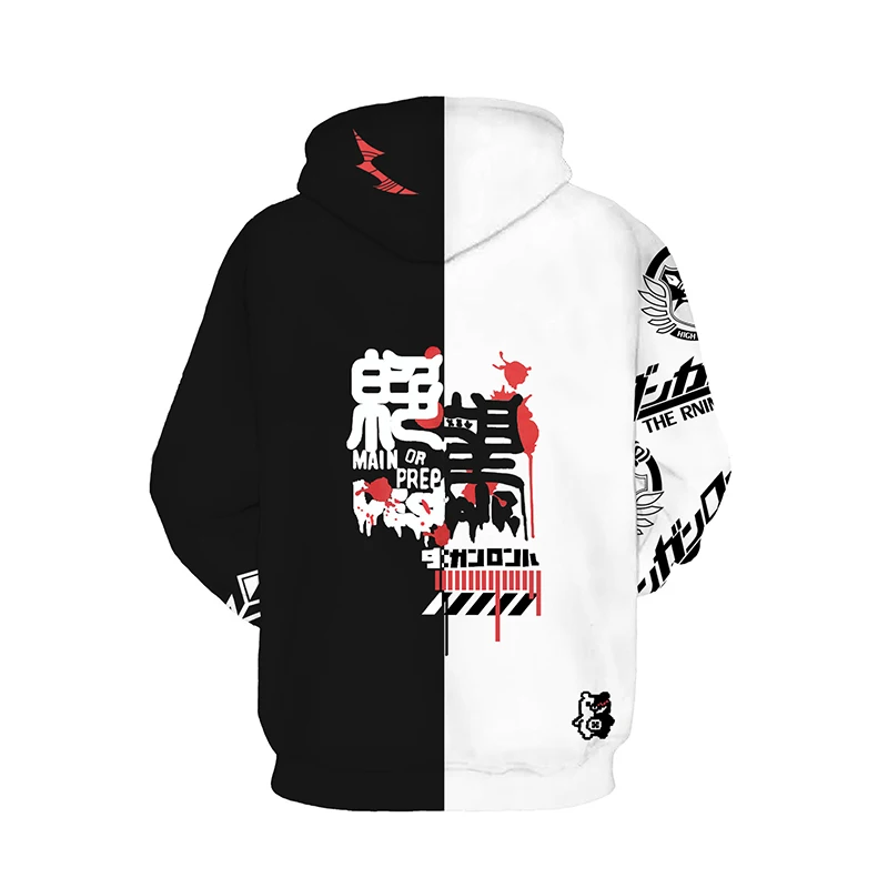 

2020 Danganronpa: Trigger Happy Havoc Black and White Bear 3D Digital Print Zipper Hoodie Jacket Cosplay Costume Anime Hoodies