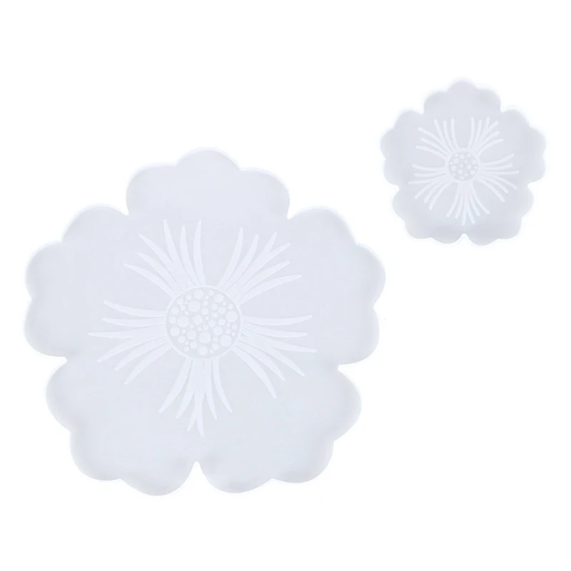 

2Pcs DIY Large Silicone Flower Coaster Tray Plate Resin Casting Molds Kit Crafts