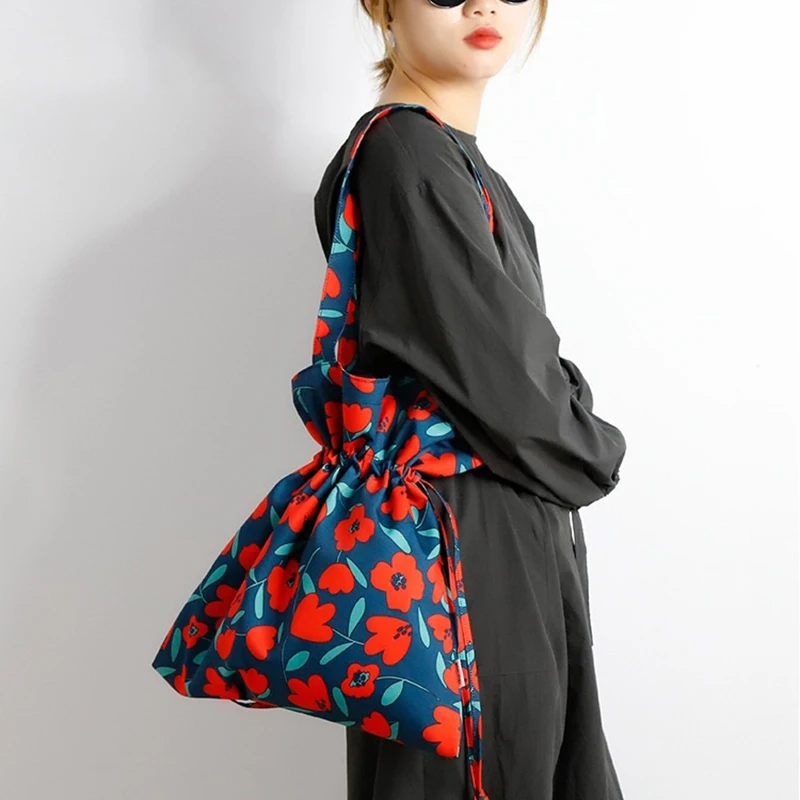 

New Printing Borse Da Donna Drawstring Shoulder Bag Ladies Hand Bags Canvas Torebka Travel Bolso Grande Casual Taschen Women