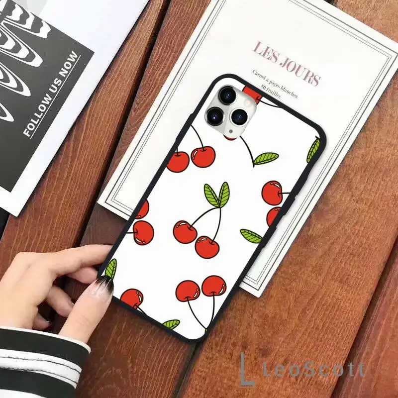 

Pink Cherries Cherry Strawberry Phone Case for iPhone 11 12 pro XS MAX 8 7 6 6S Plus X 5S SE 2020 XR Soft silicone