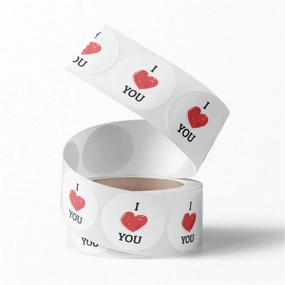 

Red Heart Shape Stickers 500 Stickers/roll, I Love You Stickers Decorative Labels For Sealing,gifts Box Packaging Presents Label