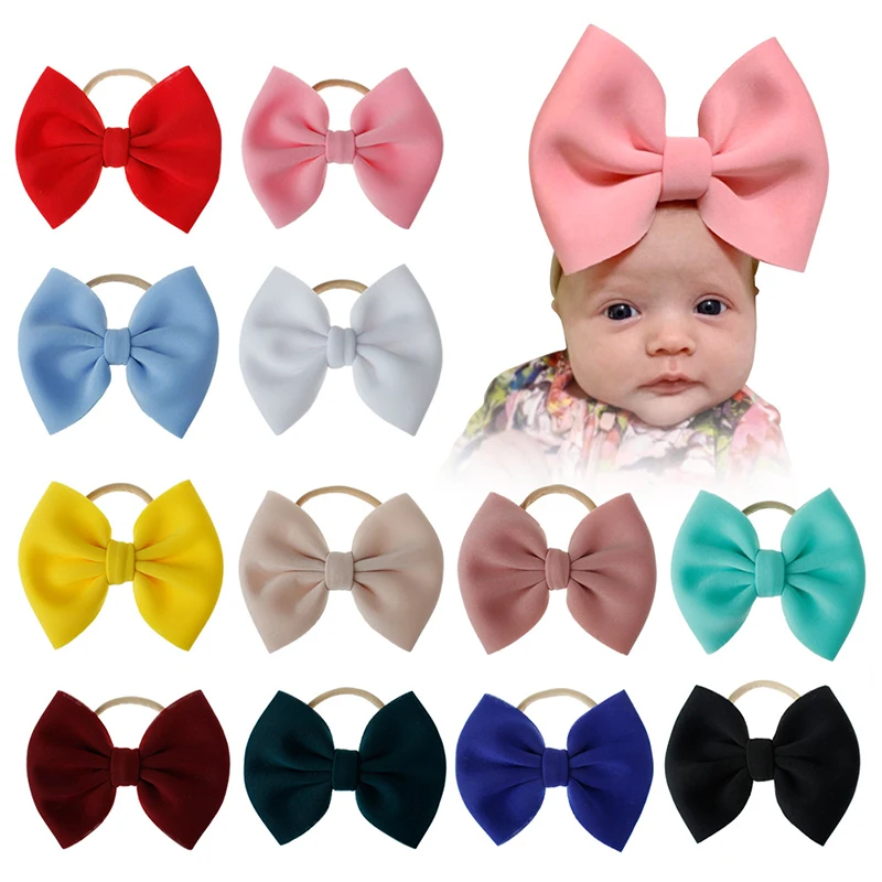 

kids large bow headband cute candy colors hairband hair accessories fashion large bowknots solid color hair ties for girls boys