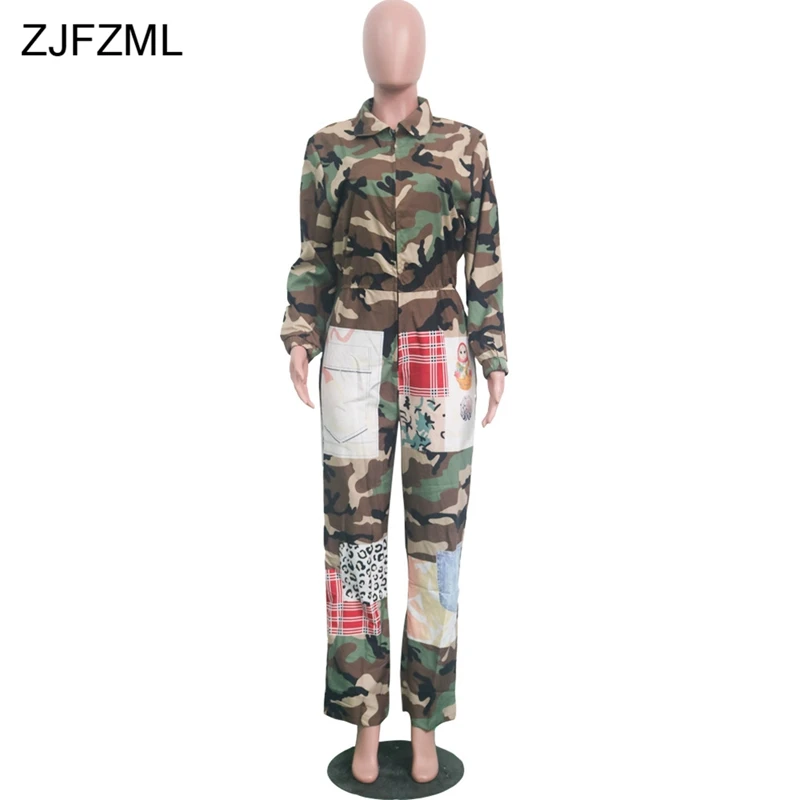 Женский камуфляжный комбинезон в стиле Харадзюку повседневный с отложным