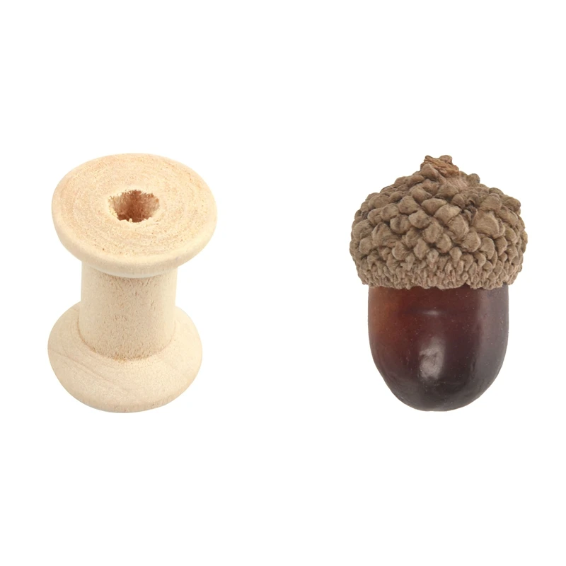 

10 шт. пустые катушки деревянных ниток с искусственными желудками 20 шт.