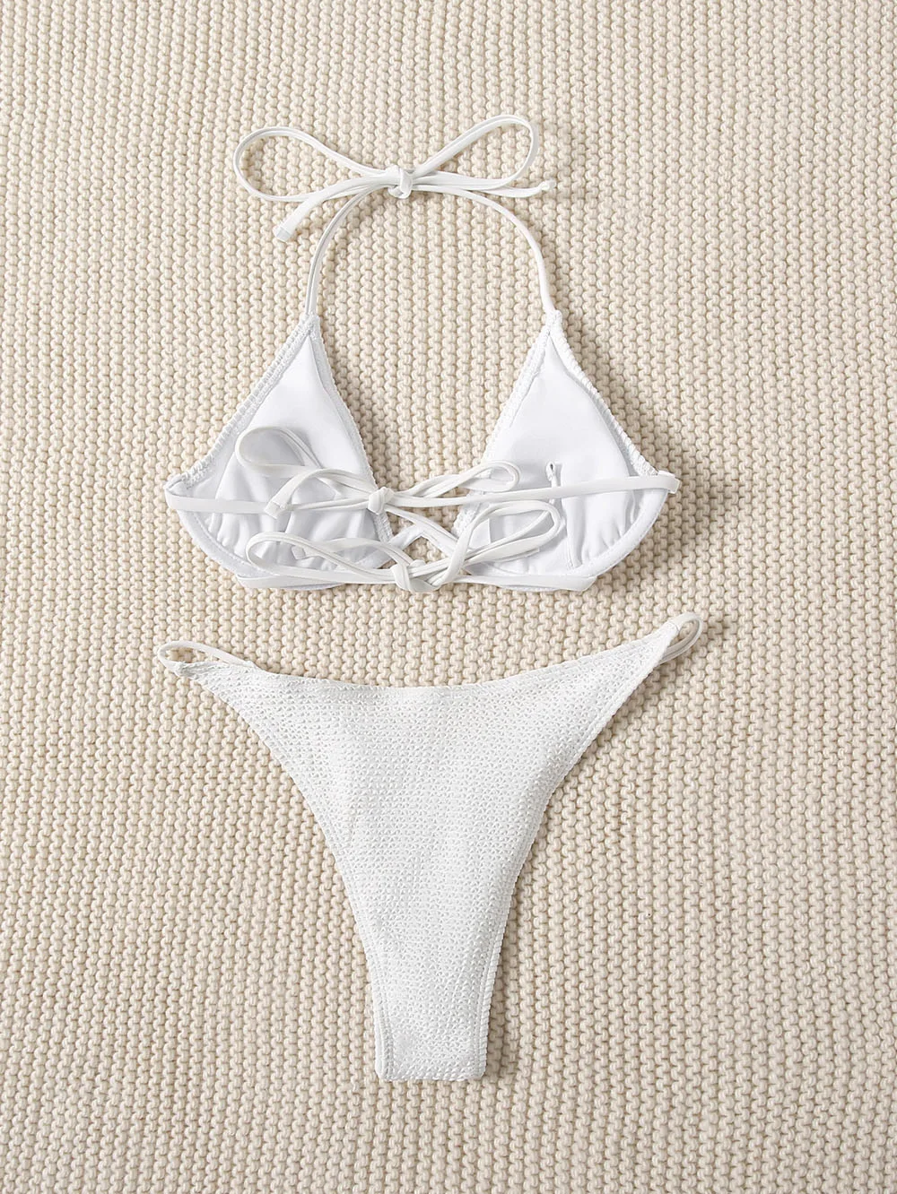 

2021 New Ribbed High Cut Bikini Swimsuit Female Swimwear Women Two-pieces Bikini set Thong Bather Bathing Suit Swim