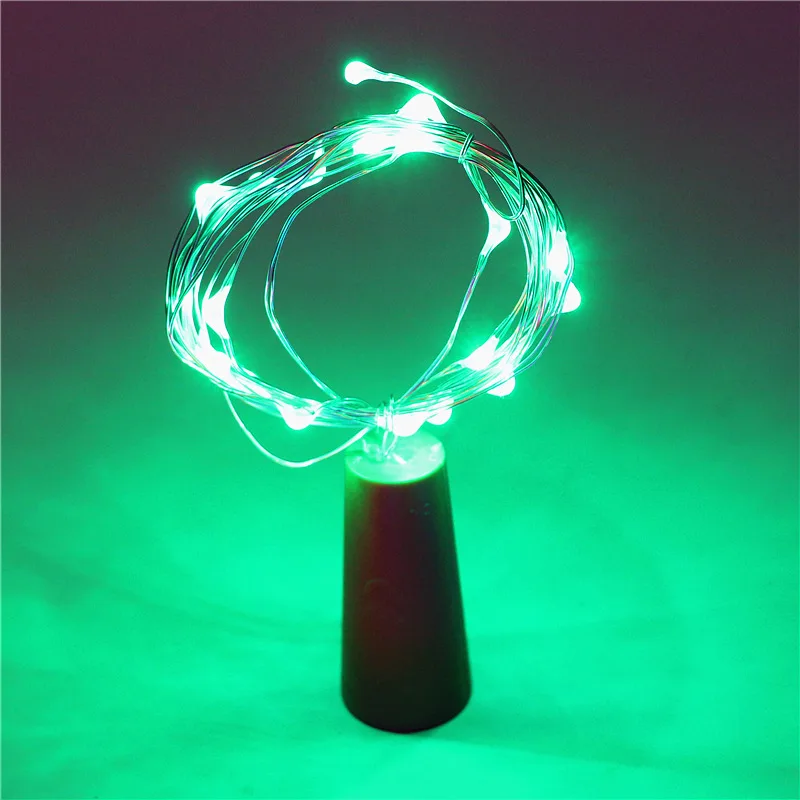 Зеленый Wine Bottle Cork Lights Battery Operated LED Cork Shape Silver Copper Wire Colorful Mini Fairy Lights for Christmas Party Decor - Испускаемый цвет: Зеленый