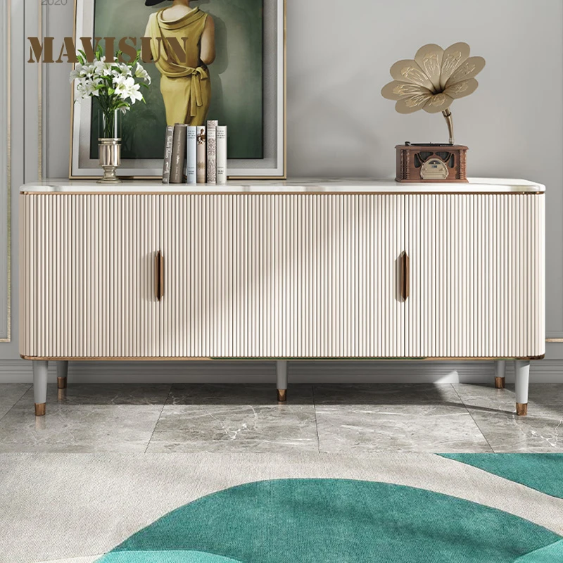 

Postmodern Light Luxury Marble Living Room Storage Cabinet For Home Small Apartment Villa Hong Kong Style Locker Floor Cabinet