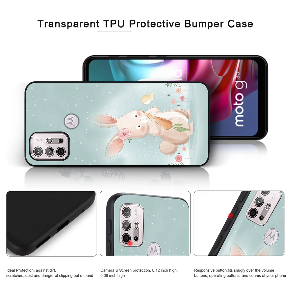 kawaii rabbit phone case for motorola moto g30 g stylus power 2021 play e20 edge fusio 20lite pro g20 g60s e40 back shell covers free global shipping