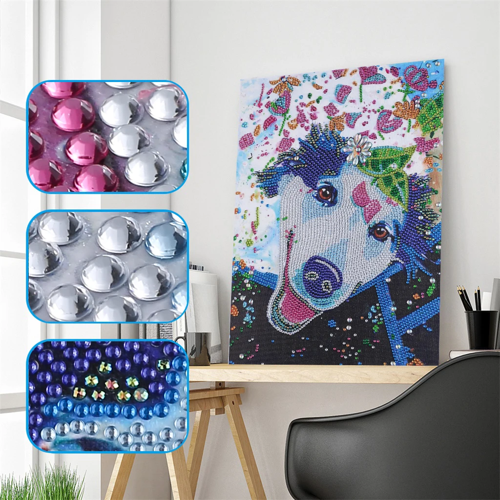 

Partial Special Shaped Crystal Diamond Rhinestones Diamond Embroidery Colorful Dog Diamond Painting Animal Cross Stitch Decor