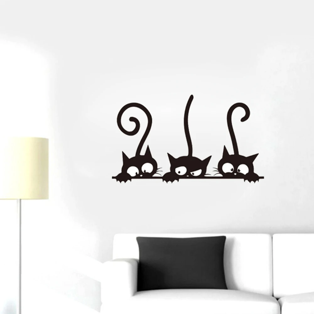Наклейки на стену три черных кота 30 х20 см 2 шт.