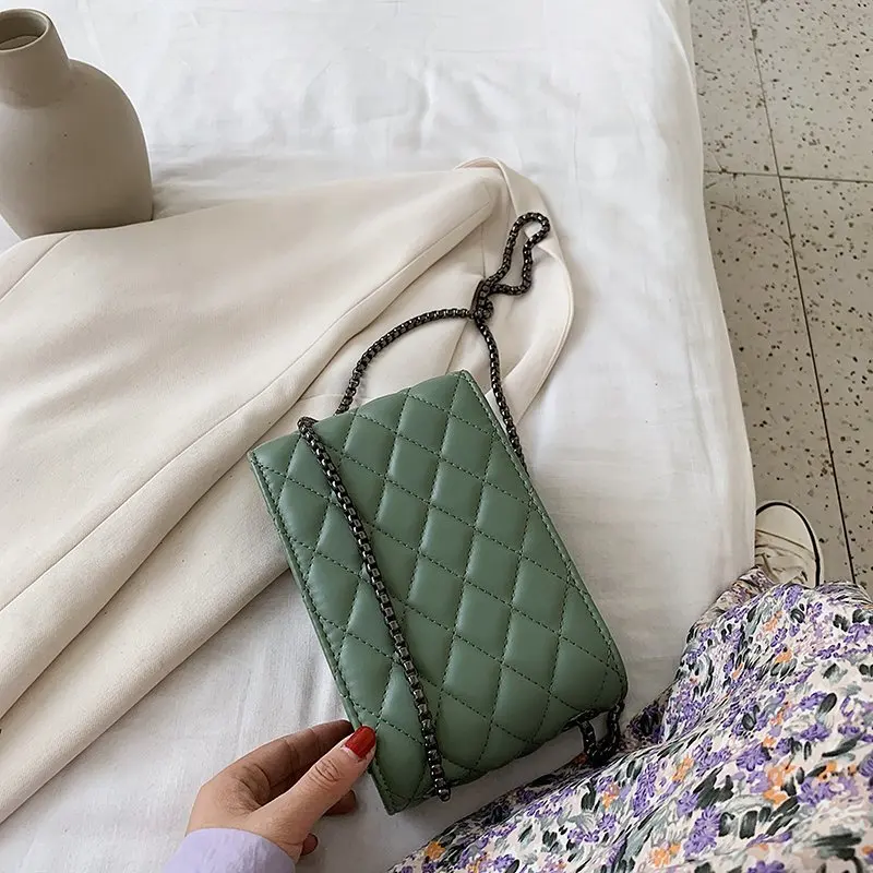 

Women Sexy Retro Crossbody Bags PU Simple Handbag Shoulder Diamond Lattice Contrast Ladies Purse Luxury Designer Female Fashion