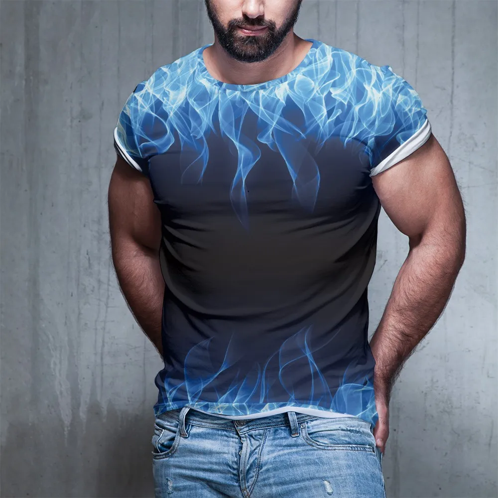 3d принт пламя (доступно в семи цветах) летняя дышащая мужская футболка модная