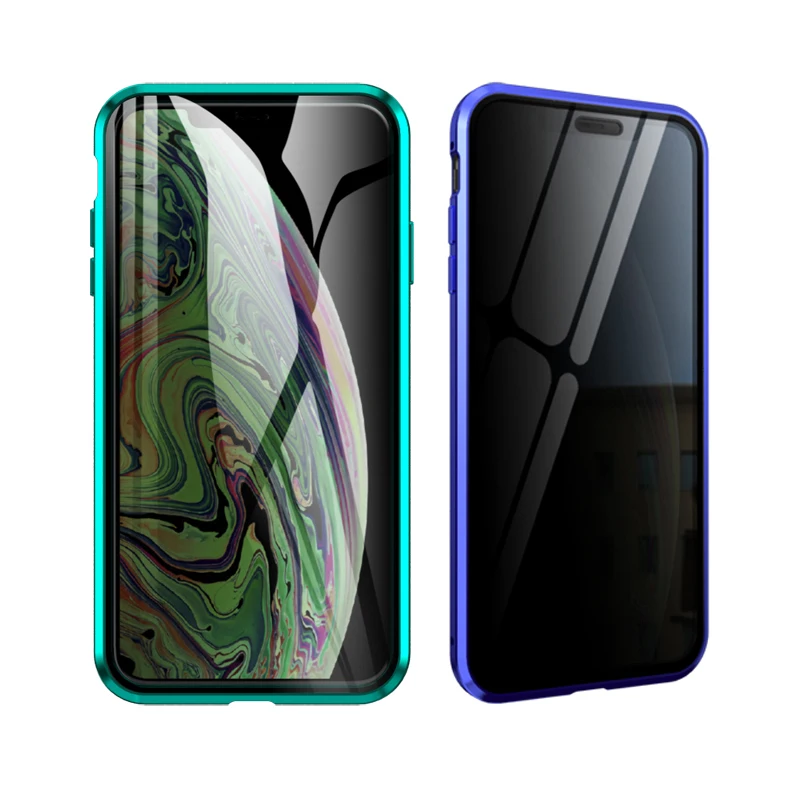 

Магнитные защитные противоскользящие двухсторонние металлические чехлы из закаленного стекла для телефона iPhone X XR Xs Max 678 Plus, полное покрыти...