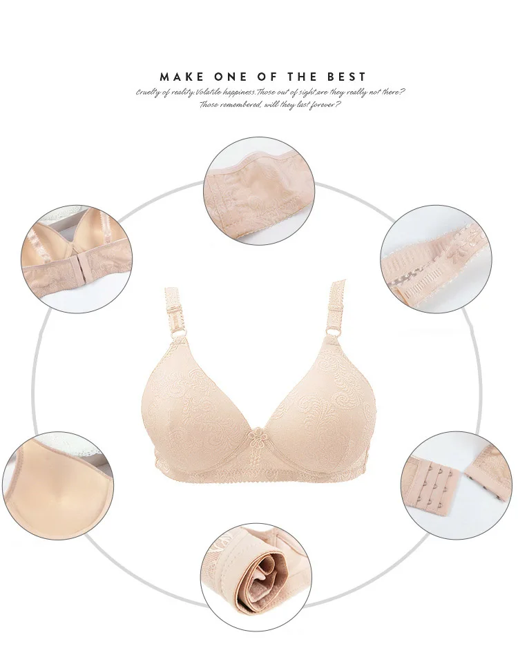 Women Soft Lingerie Plus Size Women Full Cup Wireless Bras Sexy Women Push Up Bra Wire Free solid 0448