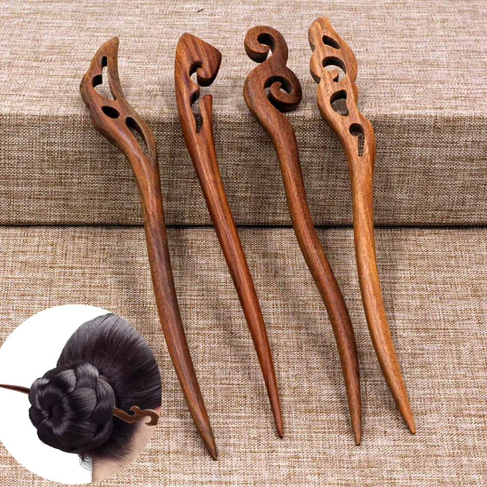 Винтажная деревянная резная палочка для волос женские традиционные этнические