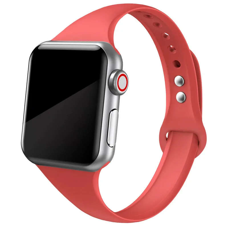 rose red 2 Ремешок для apple watch, ремешок для apple watch 5, 4, 3, 2, iWatch, ремешок 42 мм, correa, 38 мм, 44 мм, 40 мм, силиконовый браслет pulseira, ремешок для часов - Цвет ремешка: rose red 2