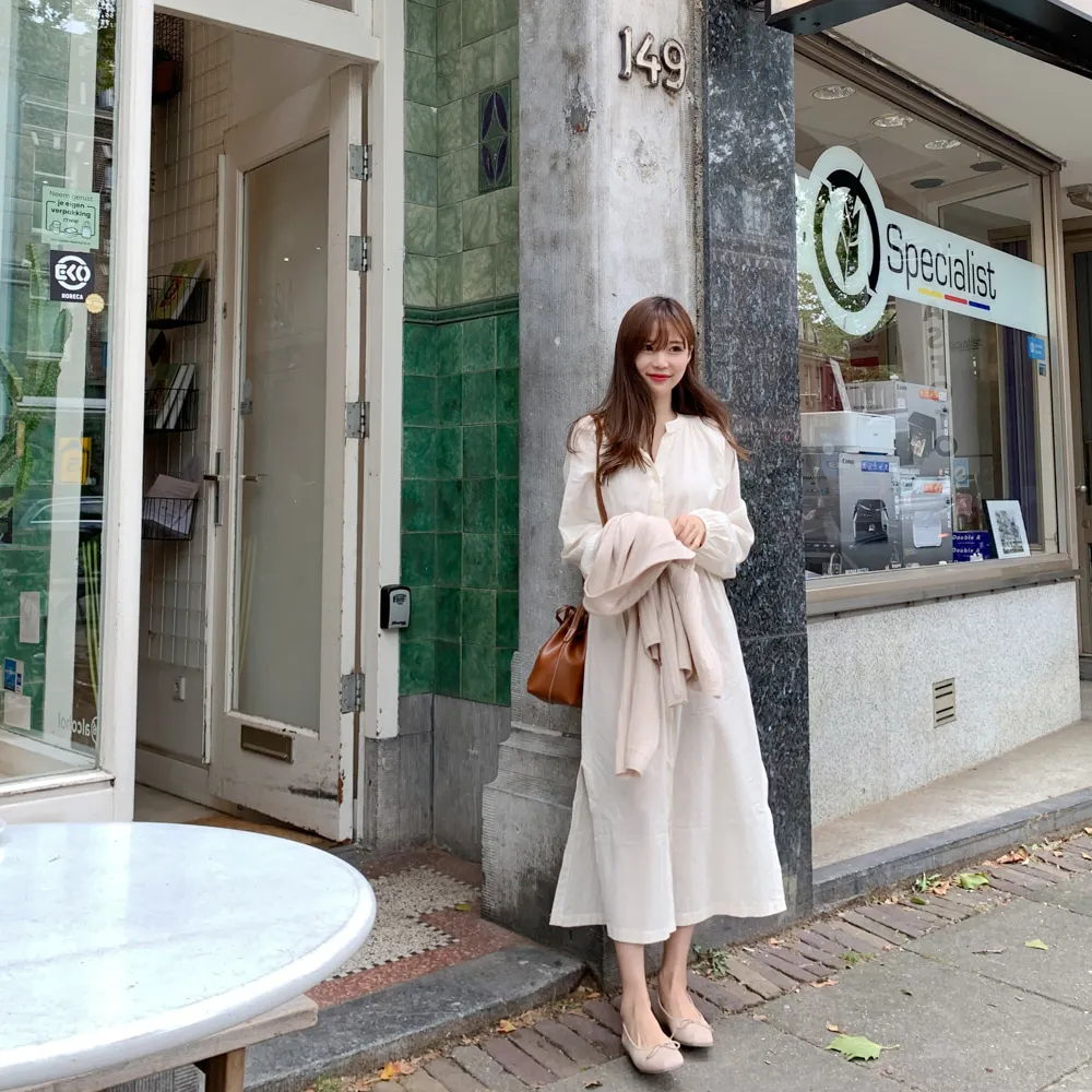 Женское винтажное Хлопковое платье Boho белое длинное с длинным рукавом и